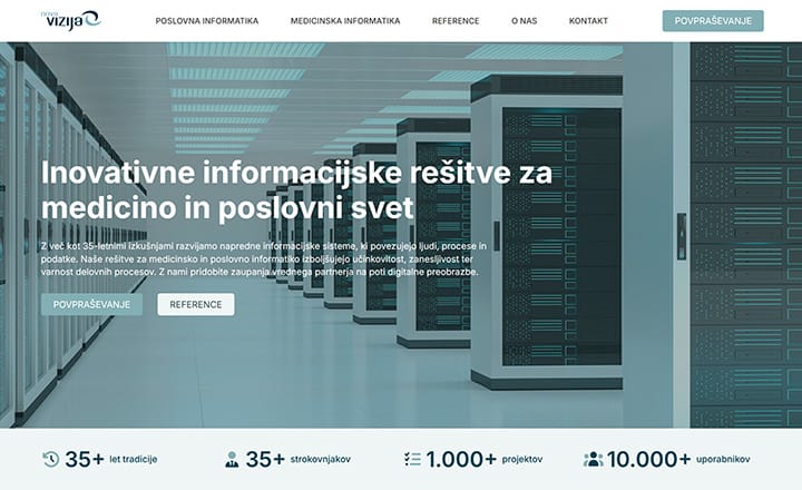 Naslovna stran spletne strani Nova Vizija